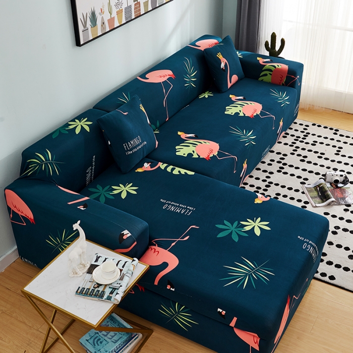 91家纺网 家纺一手货源 找家纺 丝绮鹿 2023新款牛奶丝沙发套贵妃图（松紧款） 爱情鸟