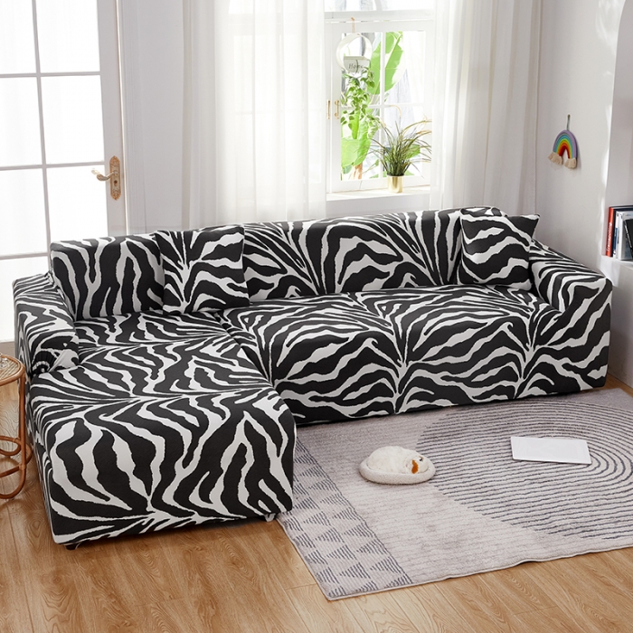 91家纺网 家纺一手货源 找家纺 丝绮鹿 2023新款牛奶丝沙发套贵妃图（松紧款） 斑马纹