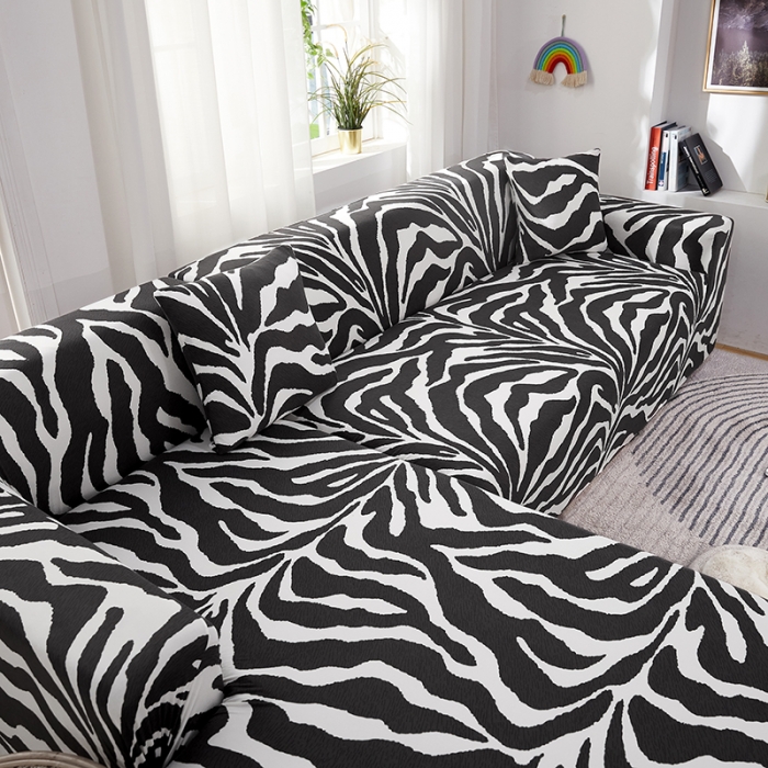 91家纺网 家纺一手货源 找家纺 丝绮鹿 2023新款牛奶丝沙发套贵妃图（松紧款） 斑马纹