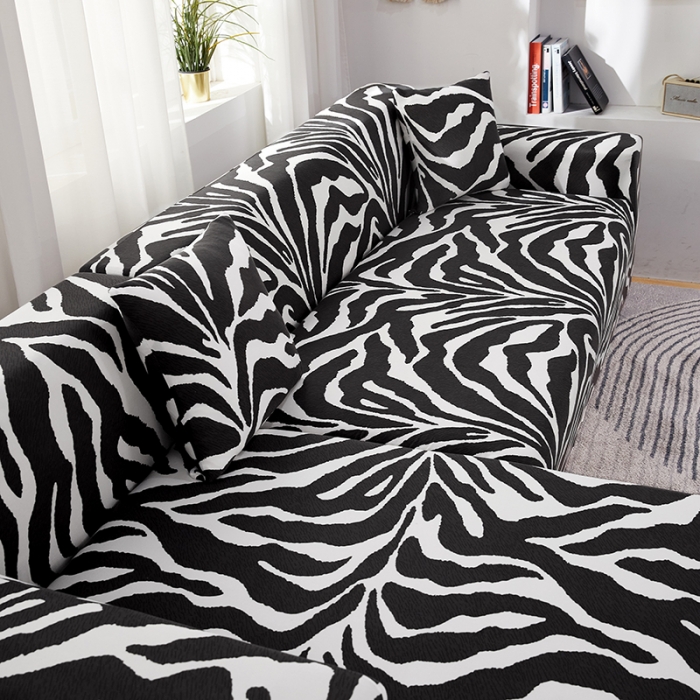 91家纺网 家纺一手货源 找家纺 丝绮鹿 2023新款牛奶丝沙发套贵妃图（松紧款） 斑马纹