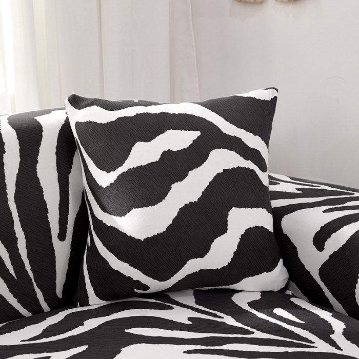 91家纺网 家纺一手货源 找家纺 丝绮鹿 2023新款牛奶丝沙发套贵妃图（松紧款） 斑马纹