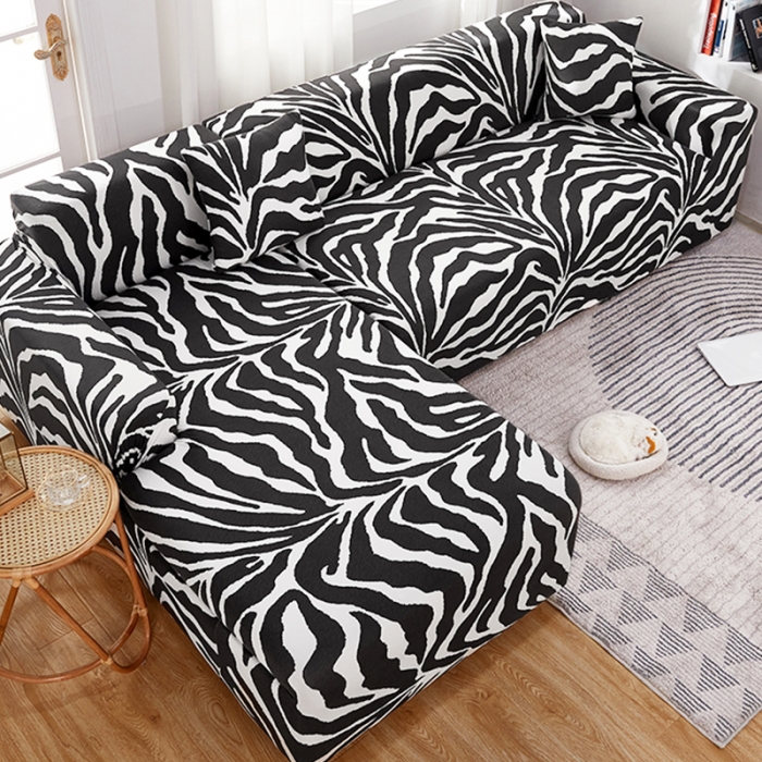 91家纺网 家纺一手货源 找家纺 丝绮鹿 2023新款牛奶丝沙发套贵妃图（松紧款） 斑马纹