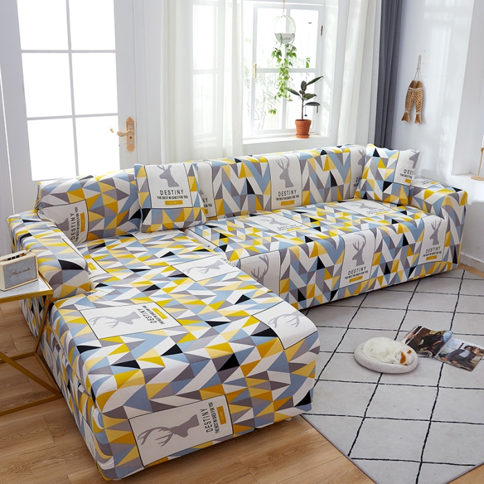 91家纺网 家纺一手货源 找家纺 丝绮鹿 2023新款牛奶丝沙发套贵妃图（松紧款） 时光麋鹿