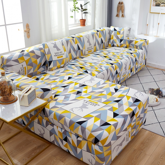 91家纺网 家纺一手货源 找家纺 丝绮鹿 2023新款牛奶丝沙发套贵妃图（松紧款） 时光麋鹿