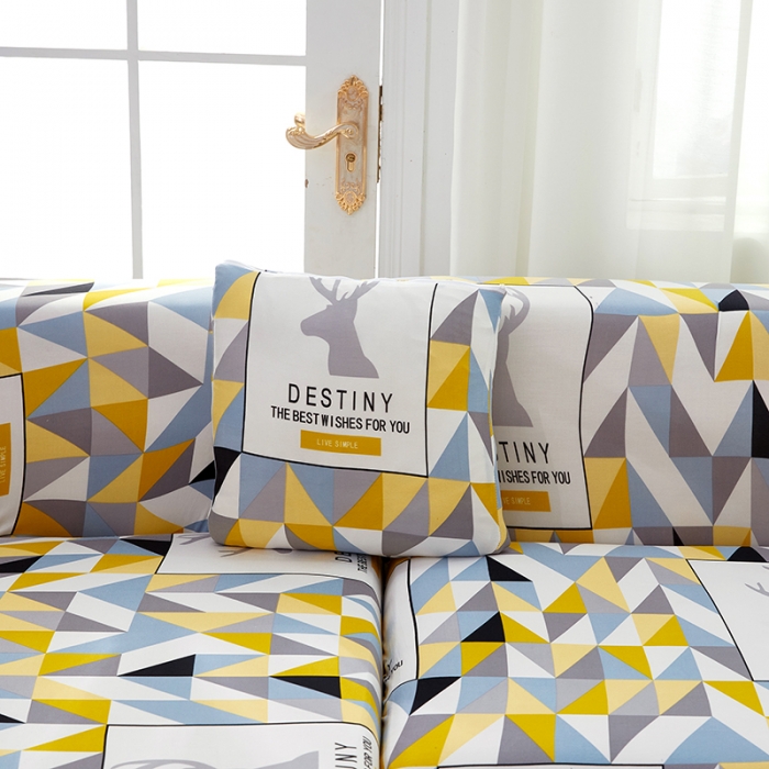 91家纺网 家纺一手货源 找家纺 丝绮鹿 2023新款牛奶丝沙发套贵妃图（松紧款） 时光麋鹿