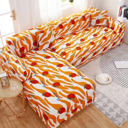 丝绮鹿 2023新款牛奶丝沙发套贵妃图（松紧款） 甜蜜橘子