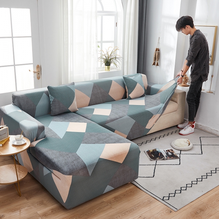 91家纺网 家纺一手货源 找家纺 丝绮鹿 2023新款牛奶丝沙发套贵妃图（松紧款） 现代绅士