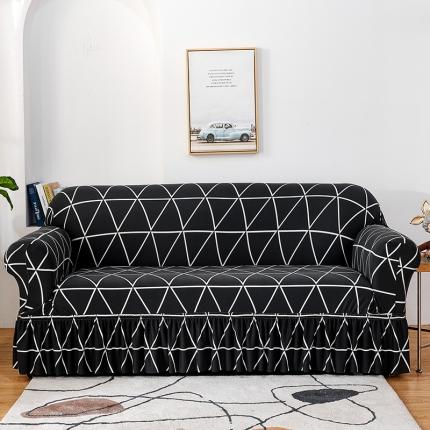 91家纺网 家纺一手货源 找家纺 (总) 丝绮鹿 2023新款牛奶丝沙发套三人图（裙边款）