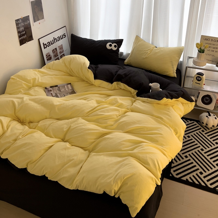 91家纺网 家纺一手货源 找家纺 优色良品 2023新款大眼毛巾绣系列四件套 冰岛黄