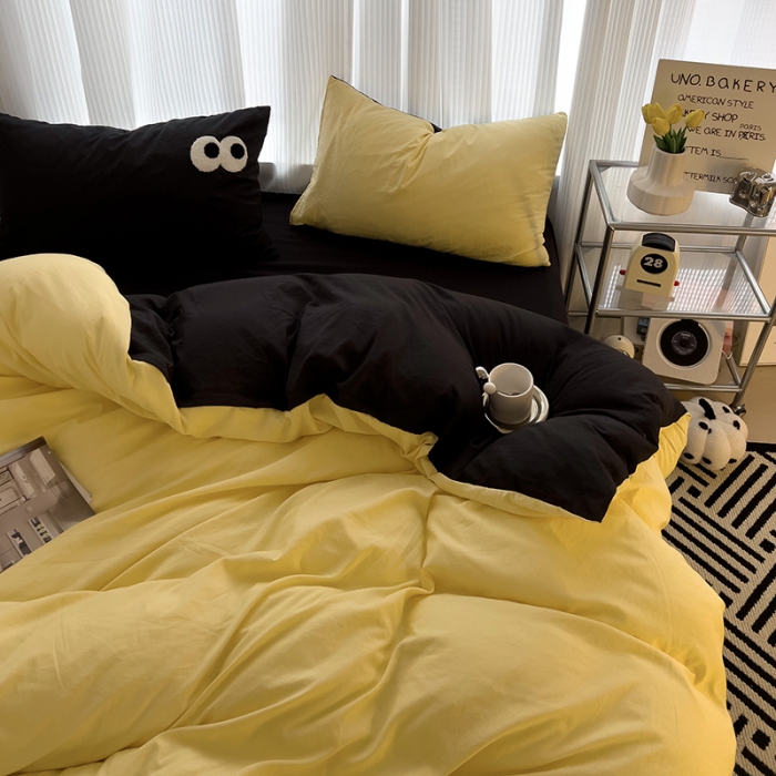 91家纺网 家纺一手货源 找家纺 优色良品 2023新款大眼毛巾绣系列四件套 冰岛黄