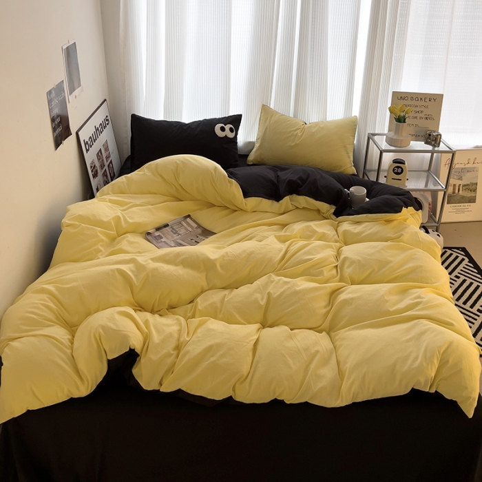 91家纺网 家纺一手货源 找家纺 优色良品 2023新款大眼毛巾绣系列四件套 冰岛黄