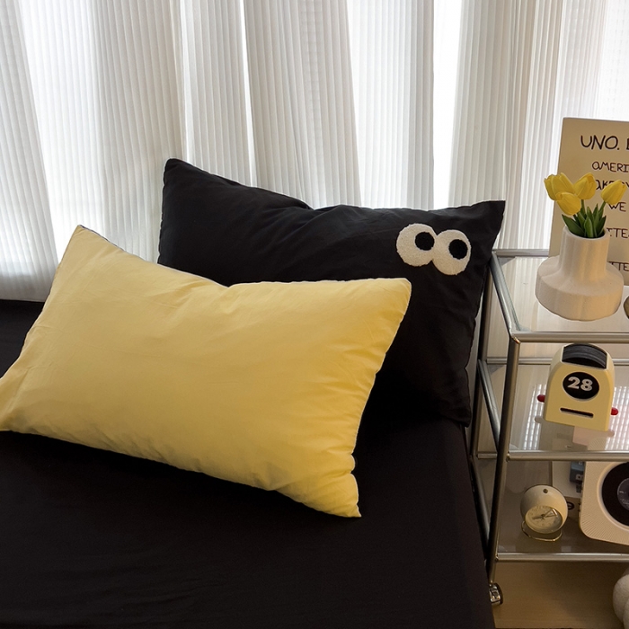 91家纺网 家纺一手货源 找家纺 优色良品 2023新款大眼毛巾绣系列四件套 冰岛黄