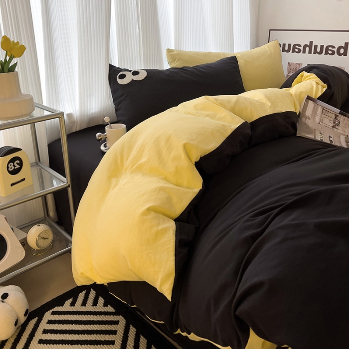 91家纺网 家纺一手货源 找家纺 优色良品 2023新款大眼毛巾绣系列四件套 冰岛黄