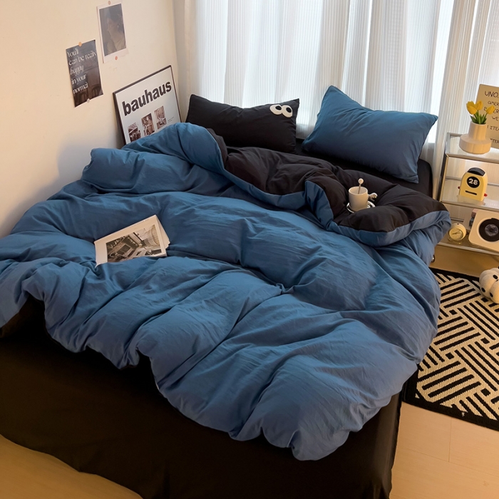 91家纺网 家纺一手货源 找家纺 优色良品 2023新款大眼毛巾绣系列四件套 冰岛蓝