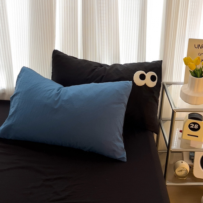 91家纺网 家纺一手货源 找家纺 优色良品 2023新款大眼毛巾绣系列四件套 冰岛蓝