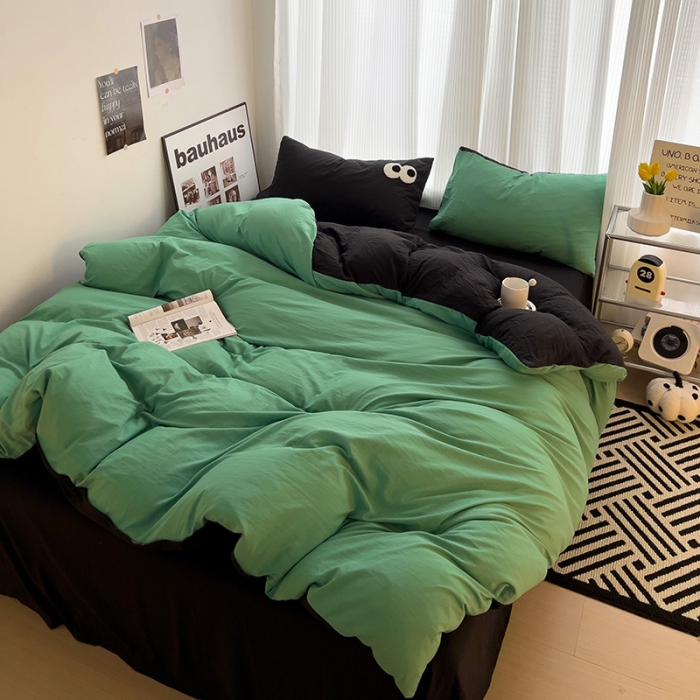 91家纺网 家纺一手货源 找家纺 优色良品 2023新款大眼毛巾绣系列四件套 冰岛绿