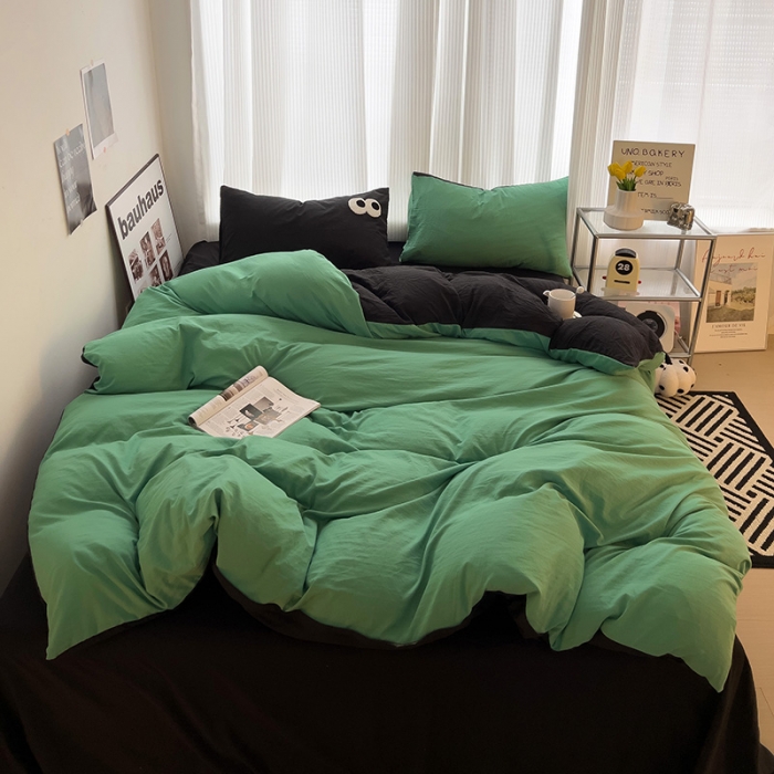 91家纺网 家纺一手货源 找家纺 优色良品 2023新款大眼毛巾绣系列四件套 冰岛绿