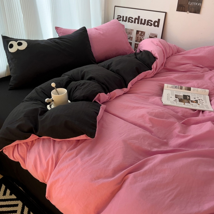 91家纺网 家纺一手货源 找家纺 优色良品 2023新款大眼毛巾绣系列四件套 冰岛玫红