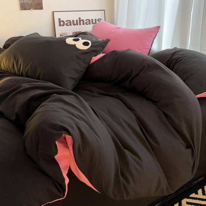 91家纺网 家纺一手货源 找家纺 优色良品 2023新款大眼毛巾绣系列四件套 冰岛玫红