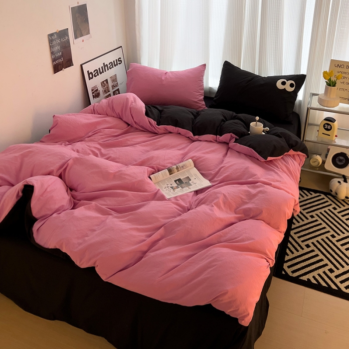 91家纺网 家纺一手货源 找家纺 优色良品 2023新款大眼毛巾绣系列四件套 冰岛玫红