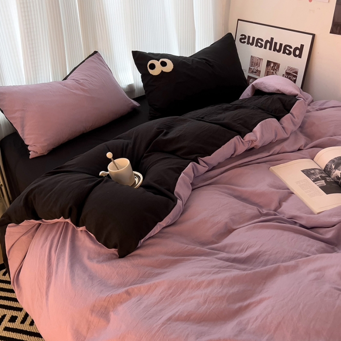 91家纺网 家纺一手货源 找家纺 优色良品 2023新款大眼毛巾绣系列四件套 冰岛紫