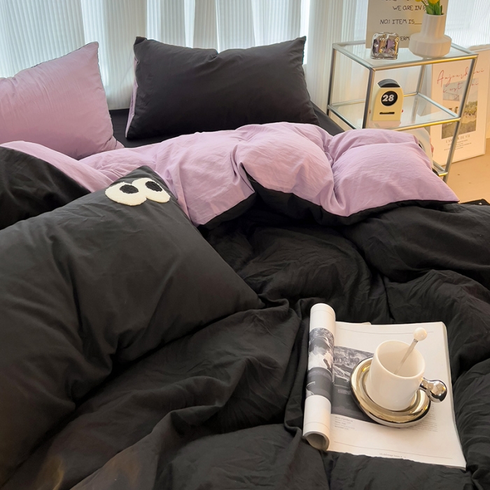 91家纺网 家纺一手货源 找家纺 优色良品 2023新款大眼毛巾绣系列四件套 冰岛紫