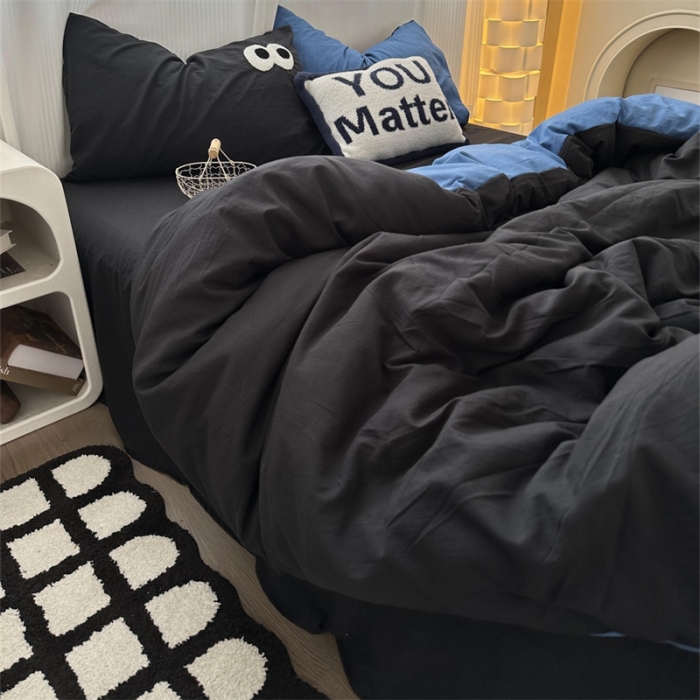 91家纺网 家纺一手货源 找家纺 优色良品 2023新款大眼毛巾绣系列四件套 冰岛-蓝