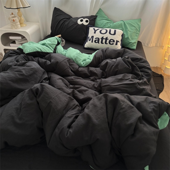 91家纺网 家纺一手货源 找家纺 优色良品 2023新款大眼毛巾绣系列四件套 冰岛-绿