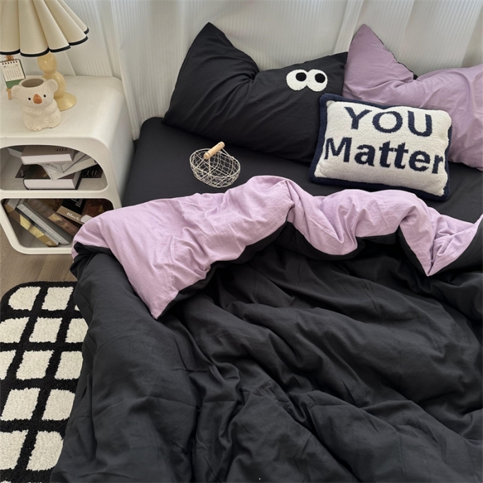 91家纺网 家纺一手货源 找家纺 优色良品 2023新款大眼毛巾绣系列四件套 冰岛-紫