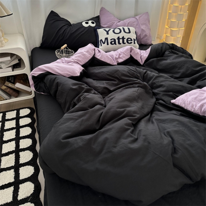 91家纺网 家纺一手货源 找家纺 优色良品 2023新款大眼毛巾绣系列四件套 冰岛-紫