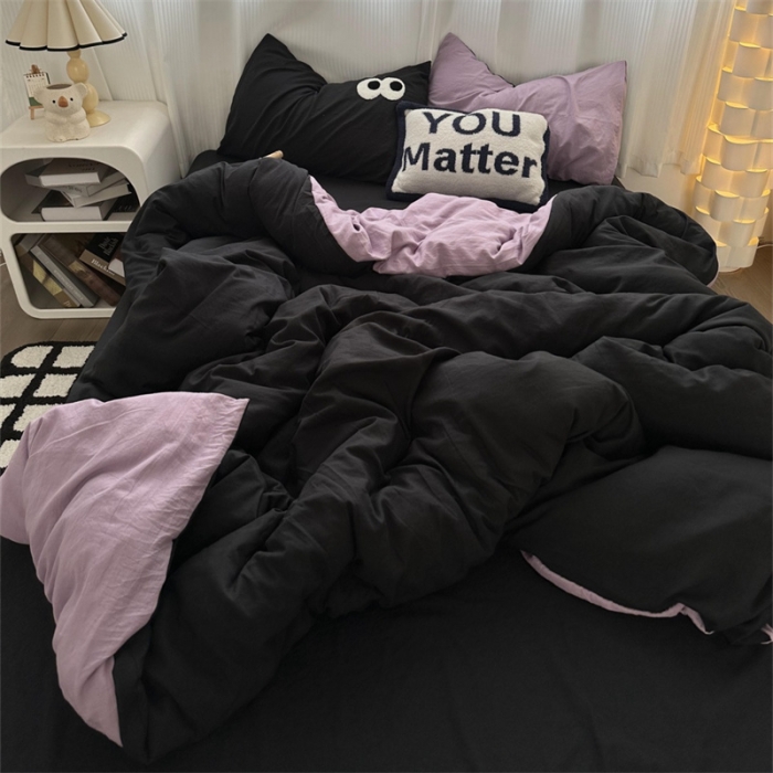 91家纺网 家纺一手货源 找家纺 优色良品 2023新款大眼毛巾绣系列四件套 冰岛-紫