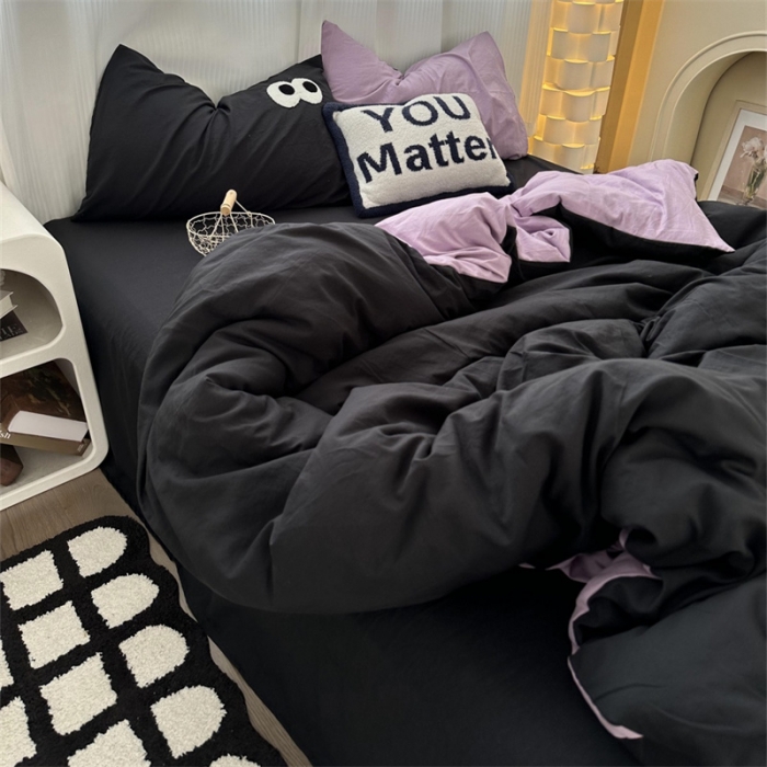 91家纺网 家纺一手货源 找家纺 优色良品 2023新款大眼毛巾绣系列四件套 冰岛-紫