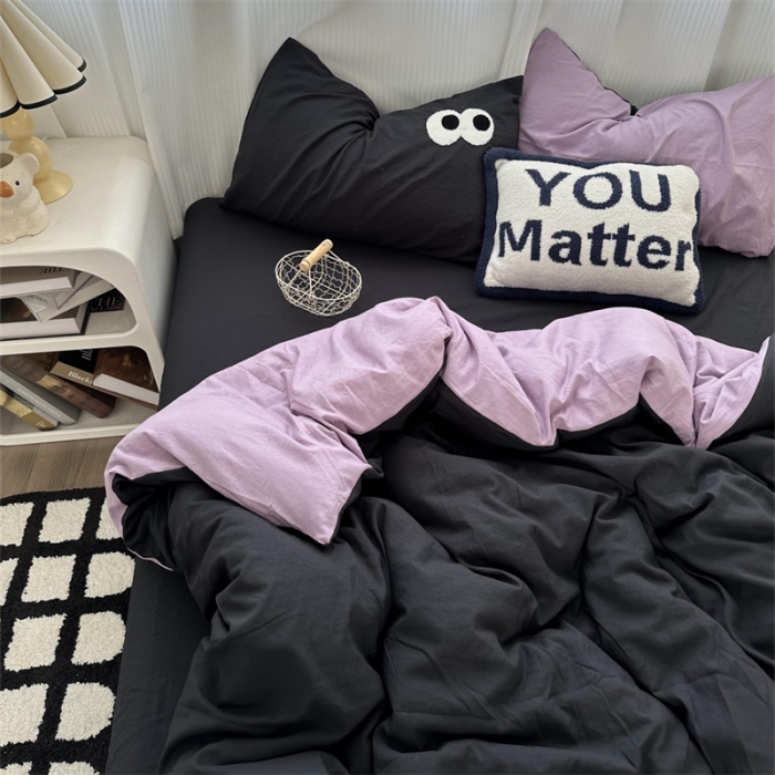 91家纺网 家纺一手货源 找家纺 优色良品 2023新款大眼毛巾绣系列四件套 冰岛-紫