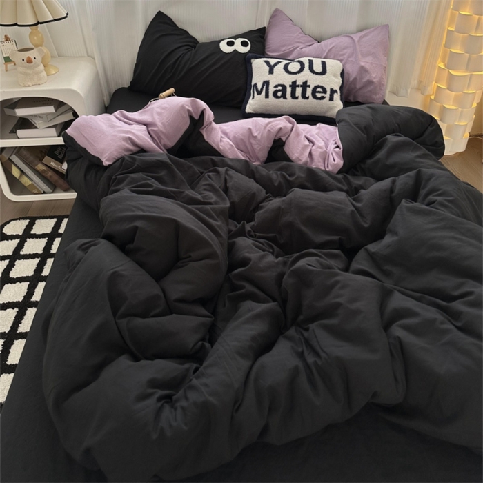 91家纺网 家纺一手货源 找家纺 优色良品 2023新款大眼毛巾绣系列四件套 冰岛-紫