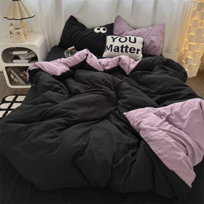 91家纺网 家纺一手货源 找家纺 优色良品 2023新款大眼毛巾绣系列四件套 冰岛-紫