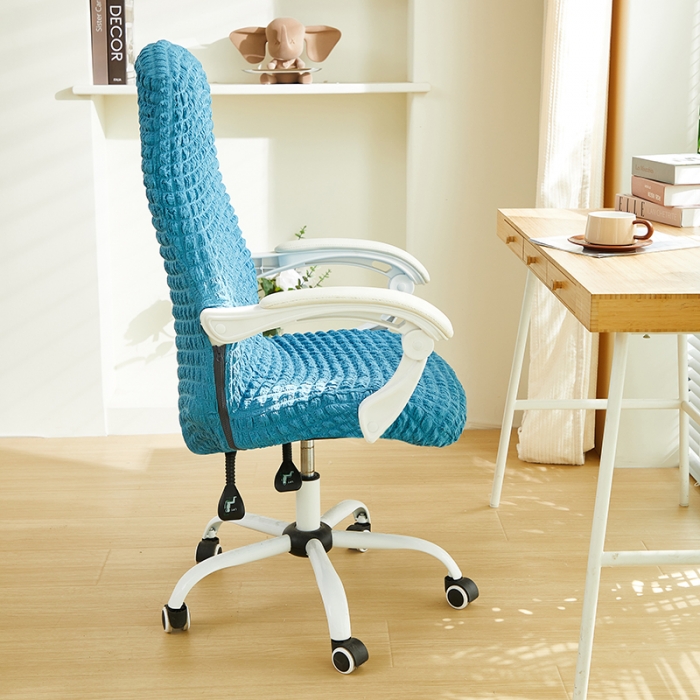 91家纺网 家纺一手货源 找家纺 丝绮鹿 2023新款爆米花拉链款椅子套 湖蓝