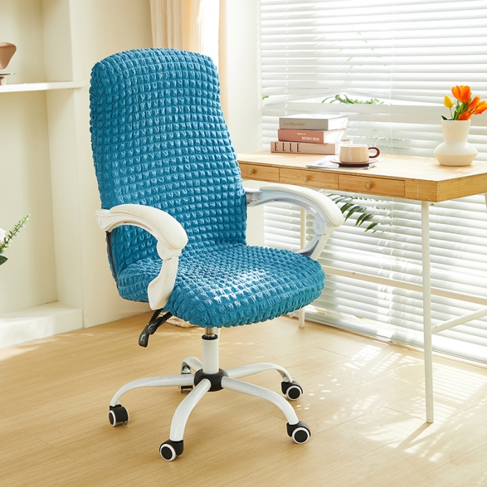 91家纺网 家纺一手货源 找家纺 丝绮鹿 2023新款爆米花拉链款椅子套 湖蓝