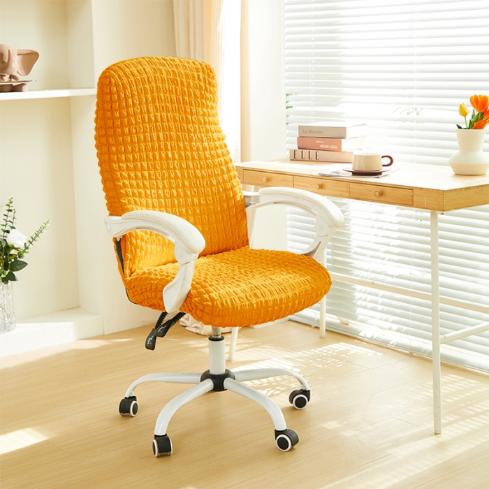 91家纺网 家纺一手货源 找家纺 丝绮鹿 2023新款爆米花拉链款椅子套 姜黄