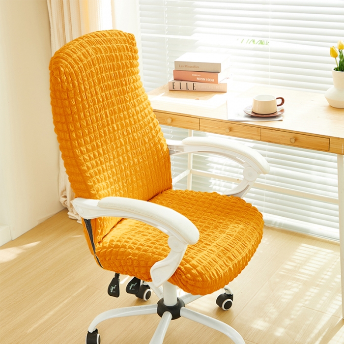 91家纺网 家纺一手货源 找家纺 丝绮鹿 2023新款爆米花拉链款椅子套 姜黄