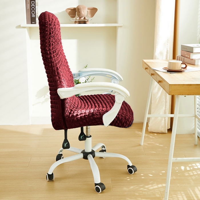 91家纺网 家纺一手货源 找家纺 丝绮鹿 2023新款爆米花拉链款椅子套 酒红