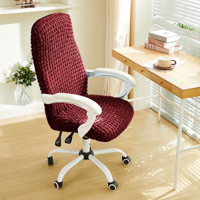 91家纺网 家纺一手货源 找家纺 丝绮鹿 2023新款爆米花拉链款椅子套 酒红