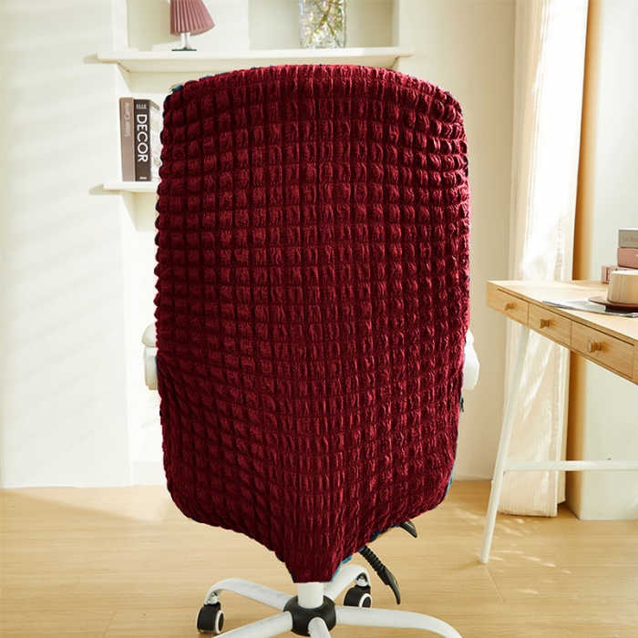 91家纺网 家纺一手货源 找家纺 丝绮鹿 2023新款爆米花拉链款椅子套 酒红