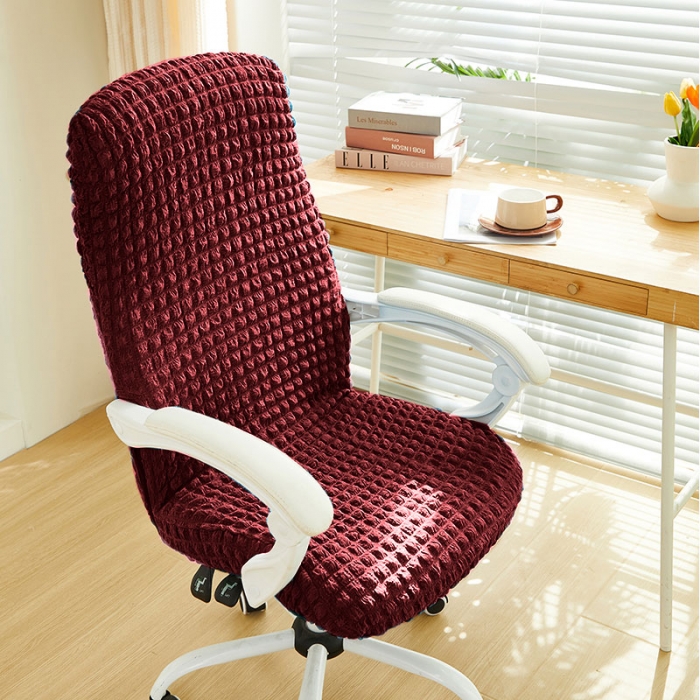 91家纺网 家纺一手货源 找家纺 丝绮鹿 2023新款爆米花拉链款椅子套 酒红