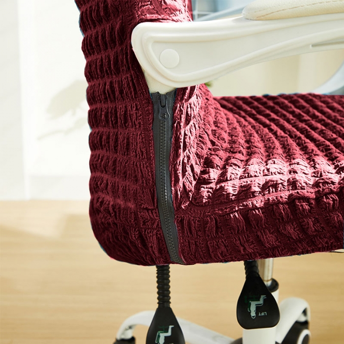 91家纺网 家纺一手货源 找家纺 丝绮鹿 2023新款爆米花拉链款椅子套 酒红