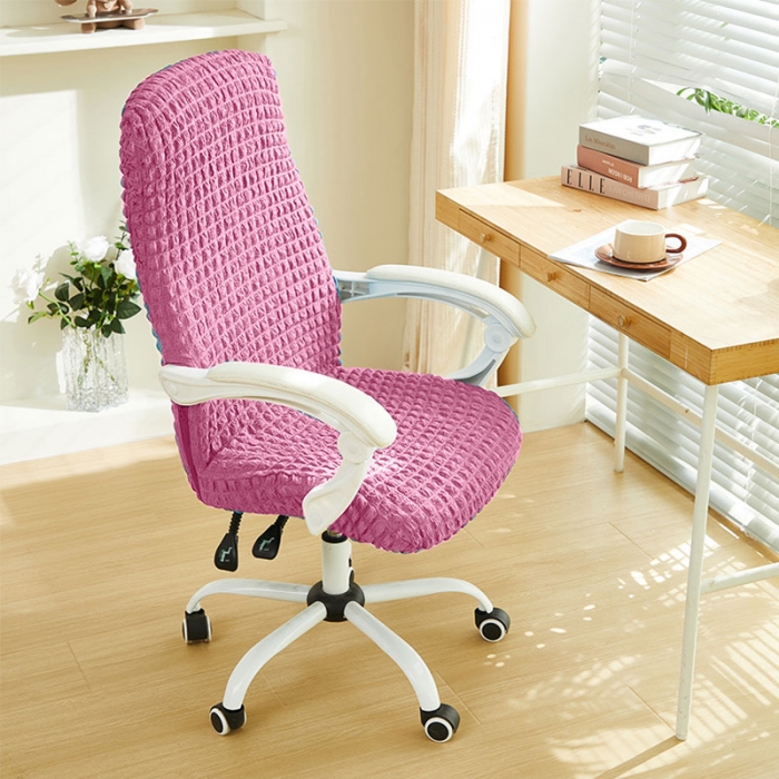 91家纺网 家纺一手货源 找家纺 丝绮鹿 2023新款爆米花拉链款椅子套 玫红