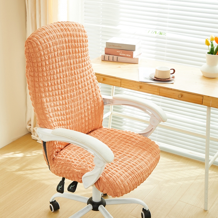 91家纺网 家纺一手货源 找家纺 丝绮鹿 2023新款爆米花拉链款椅子套 蜜橙