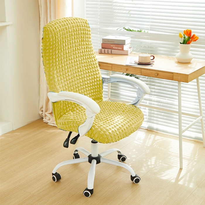 91家纺网 家纺一手货源 找家纺 丝绮鹿 2023新款爆米花拉链款椅子套 柠檬黄