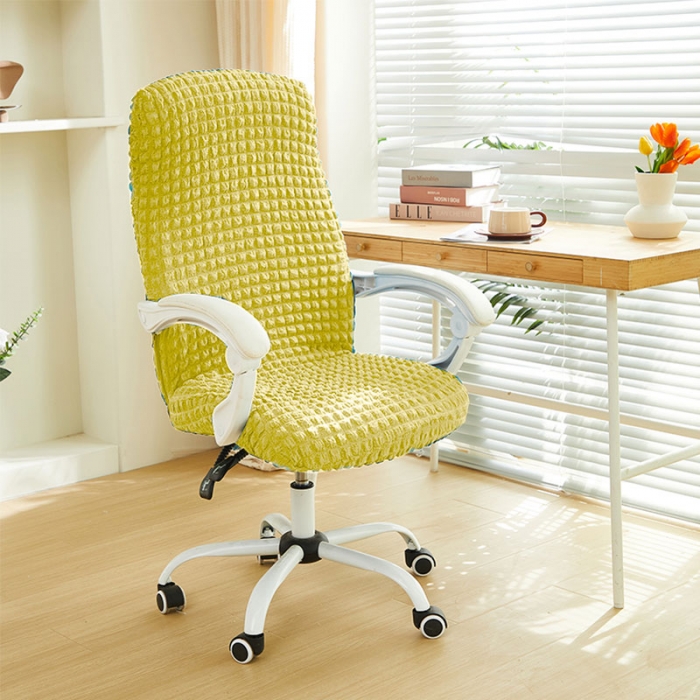 91家纺网 家纺一手货源 找家纺 丝绮鹿 2023新款爆米花拉链款椅子套 柠檬黄