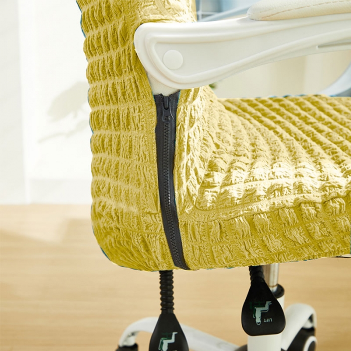 91家纺网 家纺一手货源 找家纺 丝绮鹿 2023新款爆米花拉链款椅子套 柠檬黄