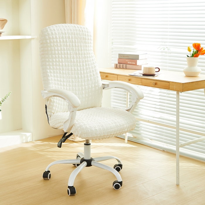 91家纺网 家纺一手货源 找家纺 丝绮鹿 2023新款爆米花拉链款椅子套 乳白